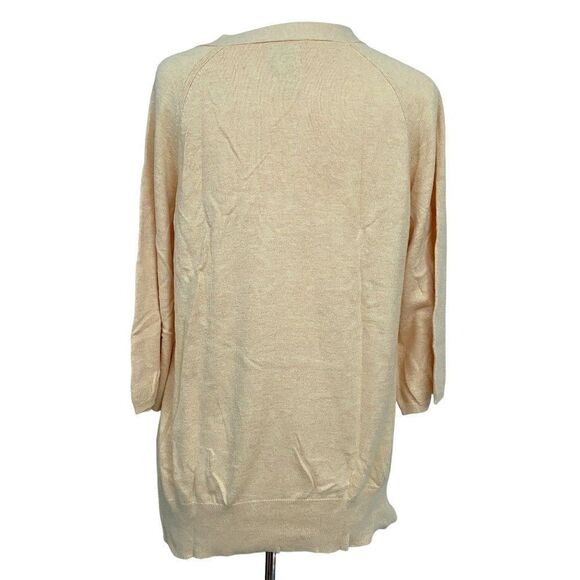 Chico's V-Neck Pullover 3/4 Sleeve Lightweight Sweater Top Peach Color Sz 2 M-L - Picture 4 of 5